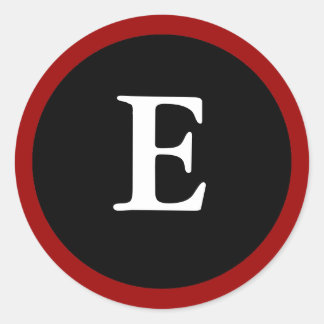 E : Initial E Letter E Red, White & Black Sticker
