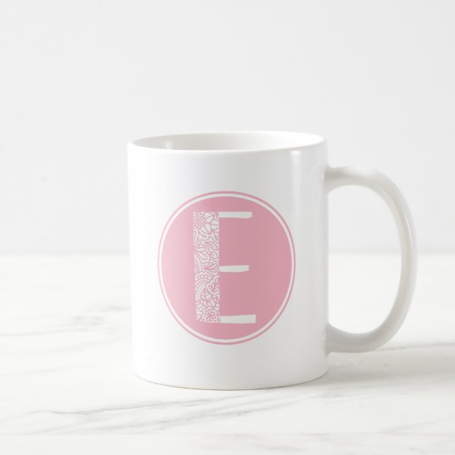 E Initial Floral Monogram Coffee Mug (Right)