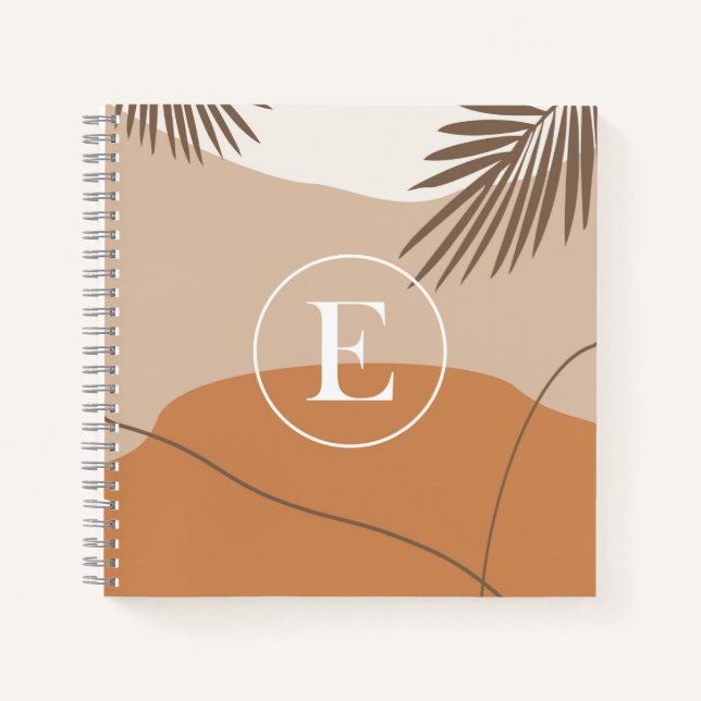 E - Initial Monogram Letter E Abstract Design Notebook (Front)
