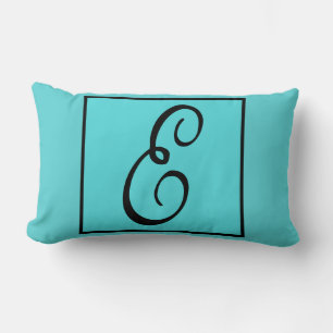 E INITIAL PILLOW - Letter E on Aqua Background