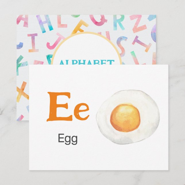 E is for Egg - Alphabet Flash Card (Front/Back)