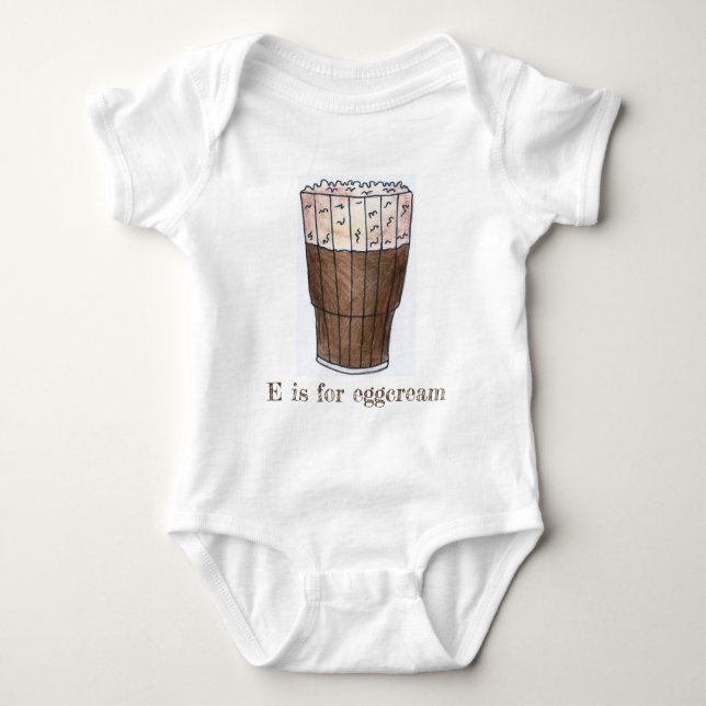 E is for Eggcream Classic NYC Chocolate Egg Cream Baby Bodysuit (Front)