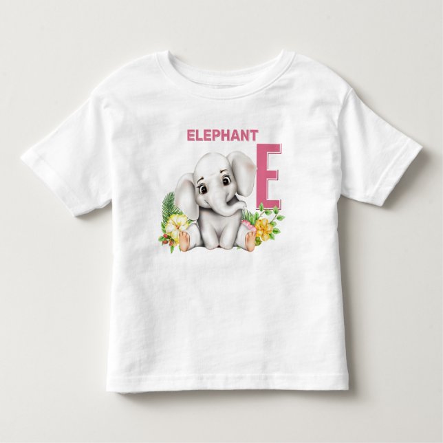 E is for Elephant Alphabet Toddler T-Shirt (Front)
