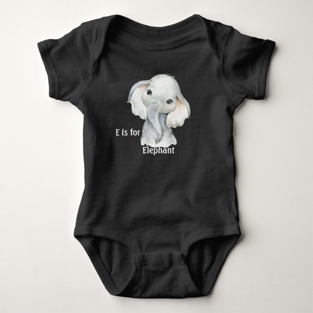 E Is For Elephant Baby Bodysuit (Front)