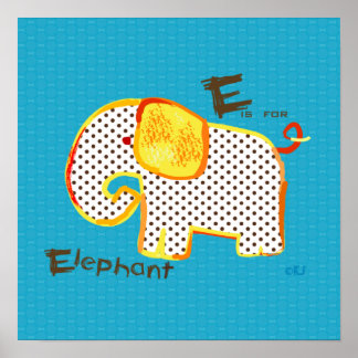 'E is for elephant ' digital painting print