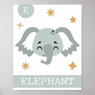 E is for Elephant Nursery, Bedroom, Kids' Wall Art