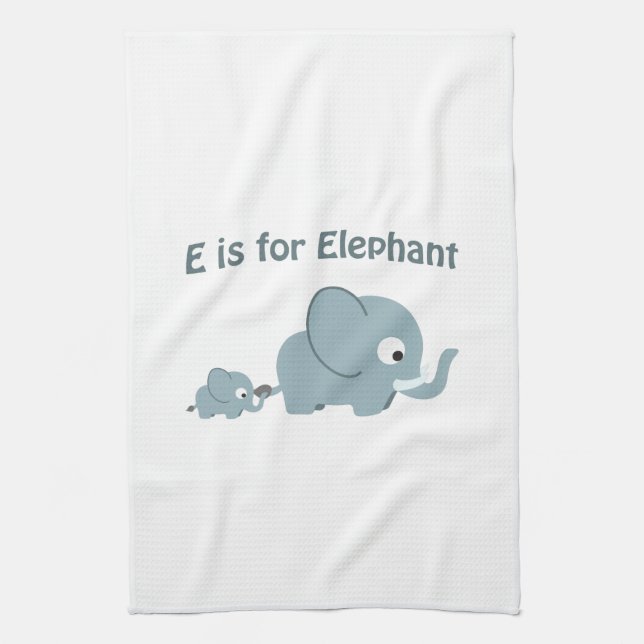 E is for Elephant Tea Towel (Vertical)