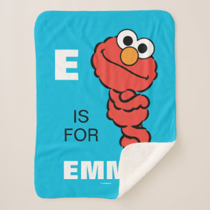 E is for Elmo Add Your Name Sherpa Blanket
