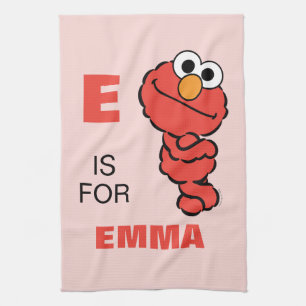 E is for Elmo Add Your Name Tea Towel