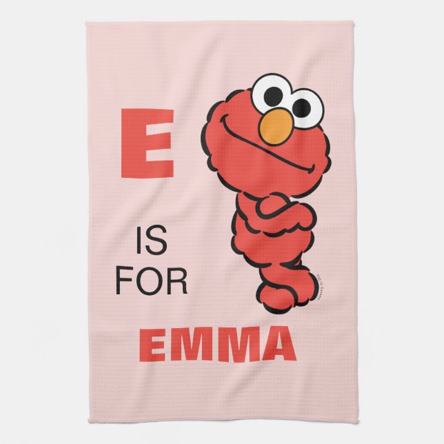 E is for Elmo | Add Your Name Tea Towel (Vertical)