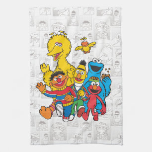E is for Elmo   Add Your Name Tea Towel