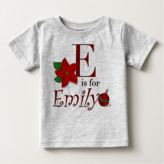 E is for Emily, Baby's First Christmas T-shirt