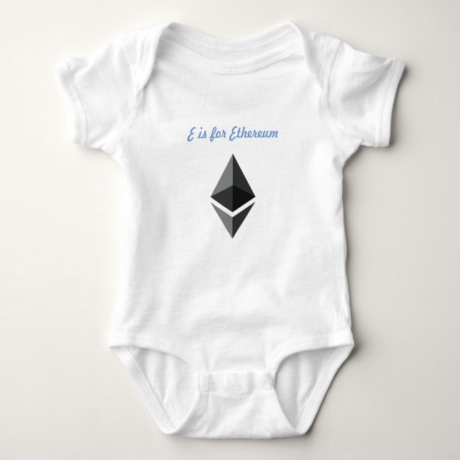 E is for Ethereum One-Piece Baby Bodysuit (Front)