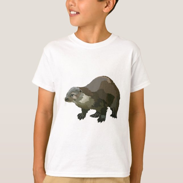 E is for Eurasian Otter T-Shirt (Front)