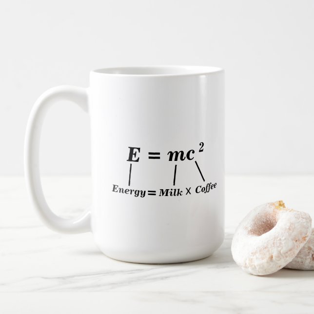 E=mc2 science physics energy Einstein funny Coffee Mug (With Donut)