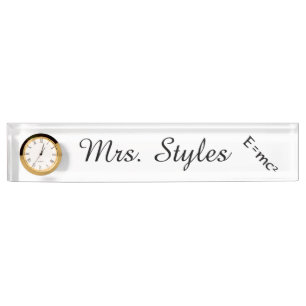 "E=mc²" Personalised Nameplate w/ Clock