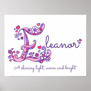 E monogram art Eleanor girls name meaning poster