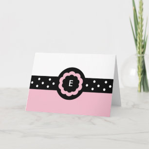 E :: Monogram E Dotted Pink & White Card