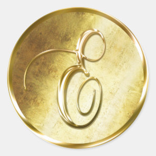 E Monogram Faux Gold Envelope Seal Stickers