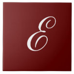 E Monogram Initial White on Maroon Ceramic Tile<br><div class="desc">Classic White Letter Monogram on Dark Red Background,  E.</div>