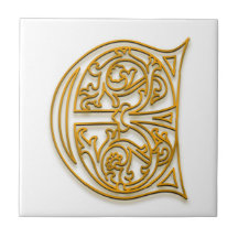 E Monogram "Irish Gold" Ceramic Tile
