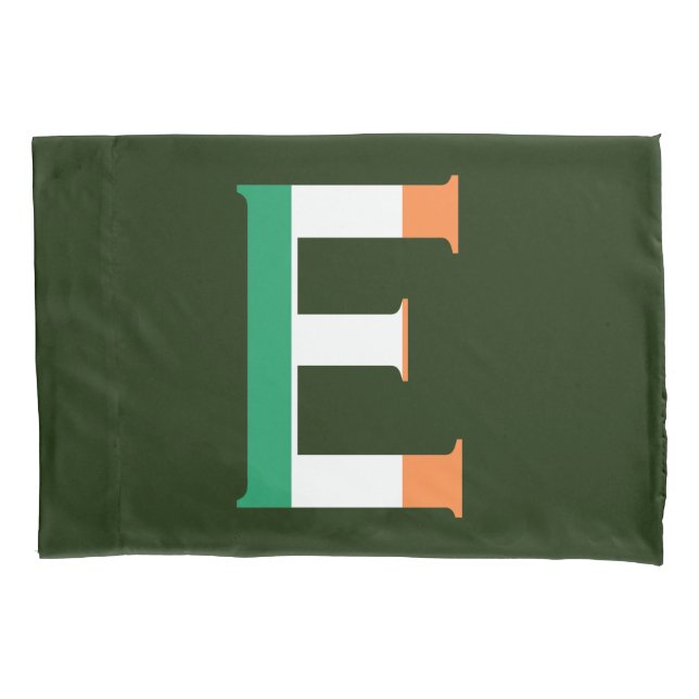 E Monogram overlaid on Irish Flag pccnt Pillowcase (Front)