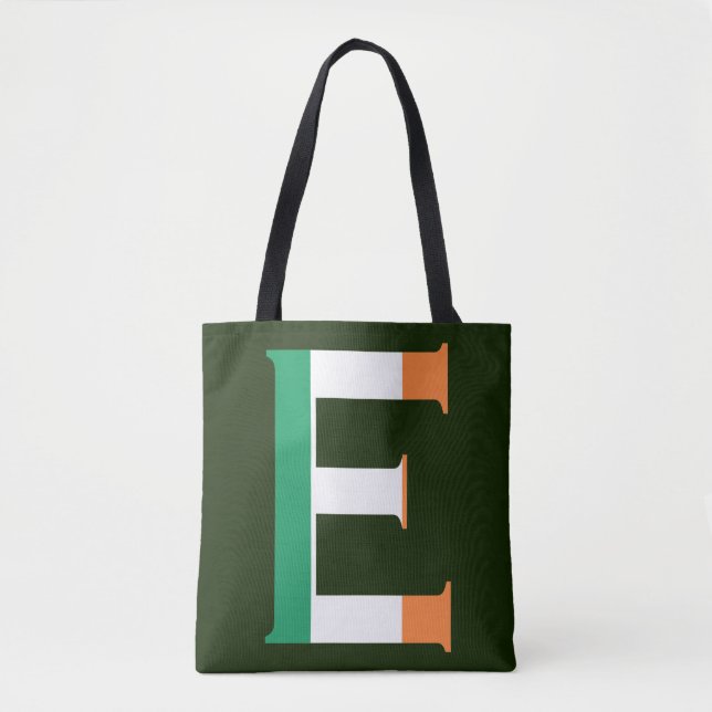 E Monogram overlaid on Irish Flag stcnt Tote Bag (Front)