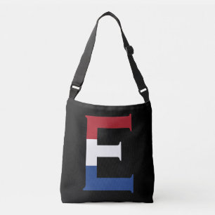 E Monogram overlaid on NLD Flag on bk cbbcnt Crossbody Bag