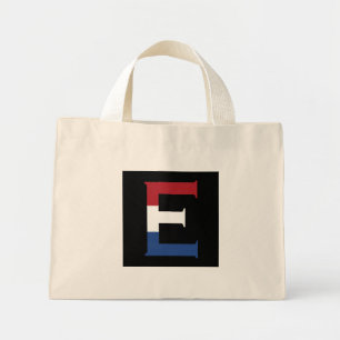 E Monogram overlaid on NLD Flag on bk ttcnt Mini Tote Bag