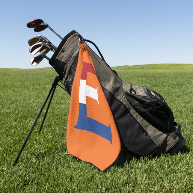 E Monogram overlaid on NLD Flag on or gtcnt Golf Towel (Green)