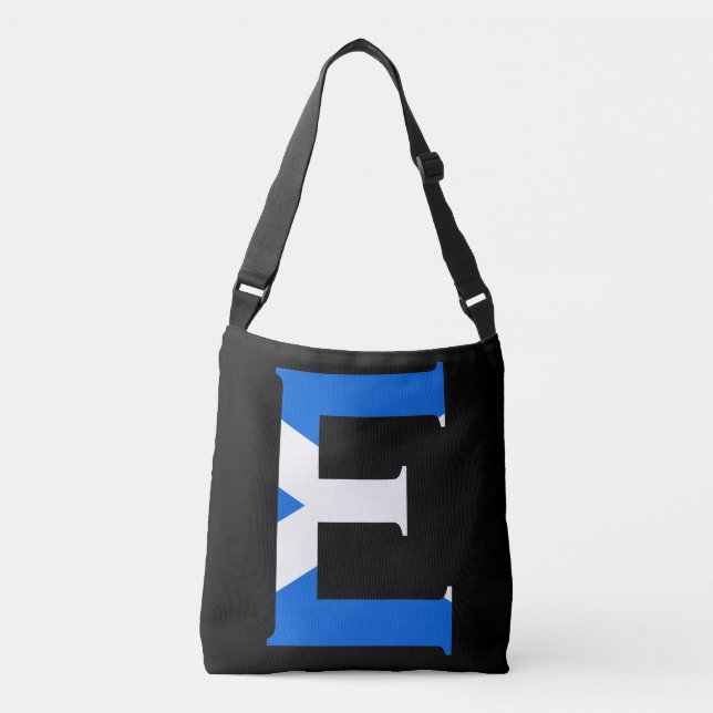 E Monogram overlaid on Scottish Flag cbbcnt Crossbody Bag (Front)