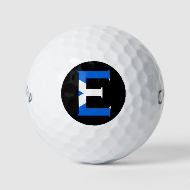 E Monogram overlaid on Scottish Flag cwb gbcnt Golf Balls (Front)