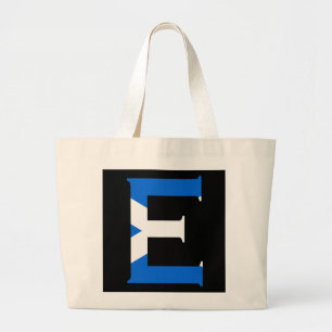 E Monogram overlaid on Scottish Flag jtcn Large Tote Bag