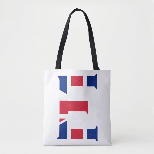 E Monogram overlaid on Union Jack Flag stcnt Tote Bag (Front)