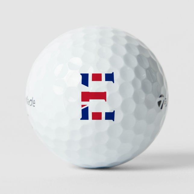 E Monogram overlaid on Union Jack Flag tmtp5 gbcnt Golf Balls (Front)