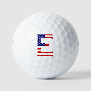 E Monogram overlaid on USA Flag be6 gbcnt Golf Balls