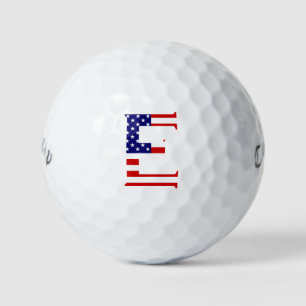 E Monogram overlaid on USA Flag cwb gbcnt Golf Balls