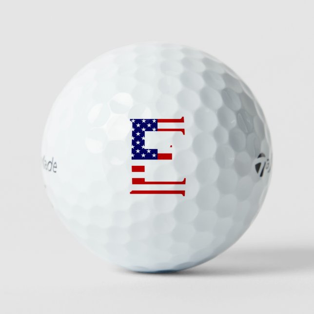 E Monogram overlaid on USA Flag tmtp5 gbcnt Golf Balls (Front)