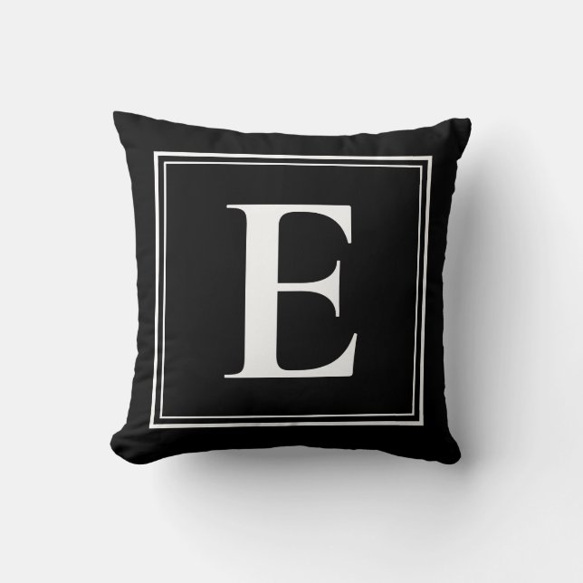 E Monogram Template Elegant Modern Black White Cushion (Front)