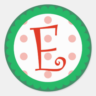 E Monogram (Whimsical Christmas) Classic Round Sticker