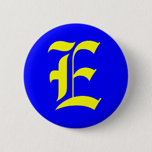 E - OLD ENGLISH 6 CM ROUND BADGE
