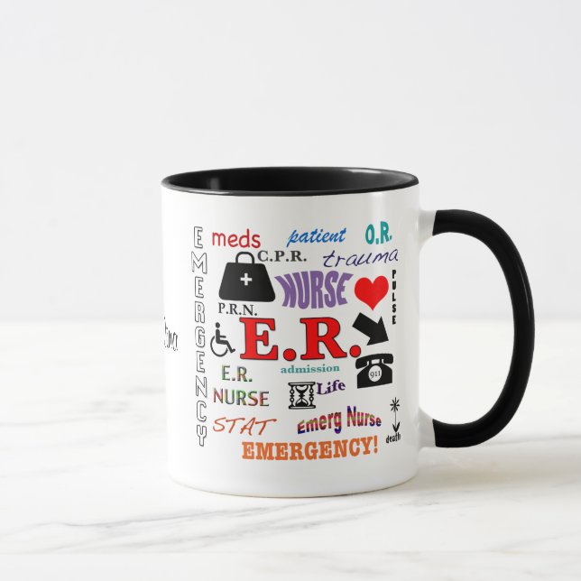 E.R. Nurse-Colourful Word Cloud Mug (Right)