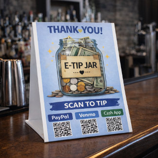 E-Tip Jar Scan to Pay QR Code Pedestal Sign