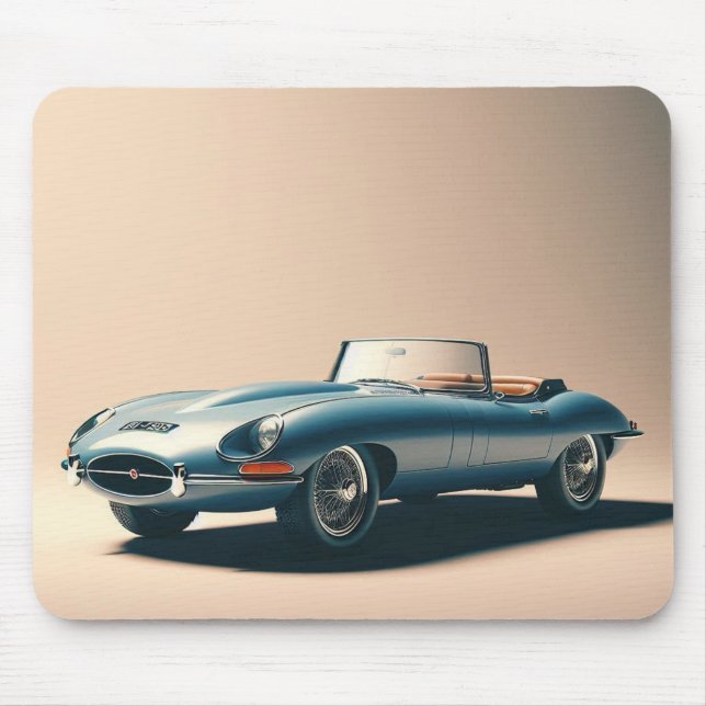 E-type Jaguar Convertible (Blue) Mouse Pad (Front)