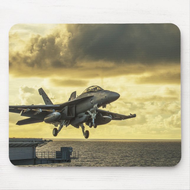 Ea18g growler fighter jet launching off carrier mouse pad (Front)