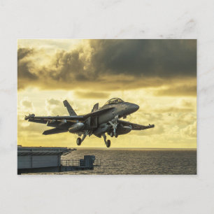 Ea18g growler fighter jet launching off carrier postcard