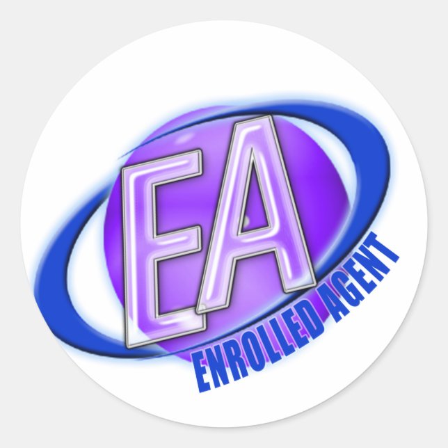 EA ORB SWOOSH LOGO - ENROLLED AGENT CLASSIC ROUND STICKER (Front)
