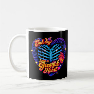 Each Day Have A Grateful Heart Skeleton Heart  Coffee Mug