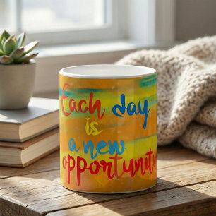 Each Day Is A New Opportunity Calligraphy Quote Coffee Mug