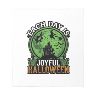 Each Day Joyful Halloween Haunted House Witch Cat Notepad